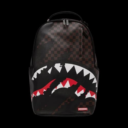 Sprayground Claw Tear Check Backpack Brown