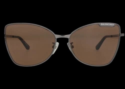 Balenciaga Cat Eye-Frame Metal Sunglasses Ruthenium Ruthenium Brown (BB0278S-30013990-002)