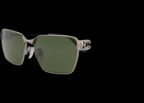 Balenciaga Square-Frame Metal Sunglasses Ruthenium Ruthenium Green (BB0374SK-30015668-002)