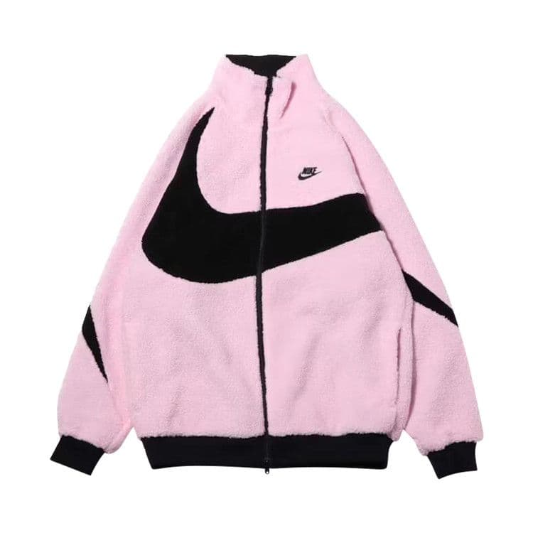 Nike Women's Big Swoosh Reversible Boa Jacket (Asia Sizing) Prism Pink Black