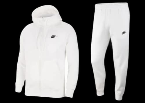 Nike Sportswear Club Fleece Full-Zip Hoodie & Joggers Set White/White/Black
