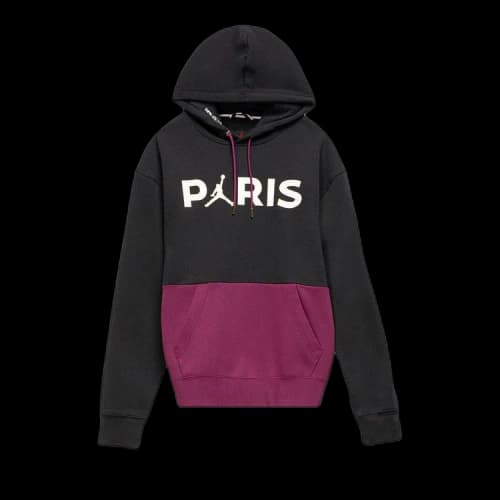 Jordan x Paris Saint-Germain Fleece Pullover Hoodie Black Bordeaux