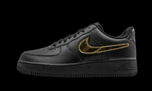 Nike Air Force 1 Black Metallic Gold Removable Swoosh Pack