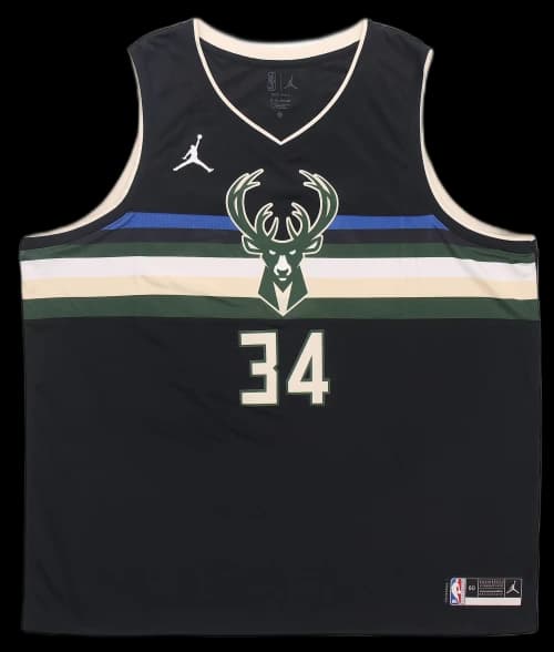 Nike Giannis Antetokounmpo Bucks Statement Jersey Core Black/Cargo Khaki/Cloud White
