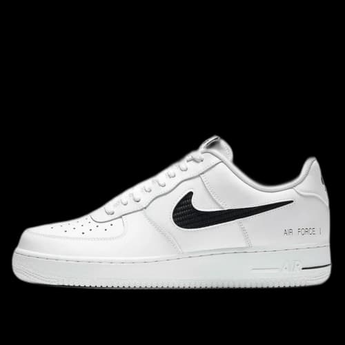 Nike Air Force 1 Low Cut Out Swoosh White Black