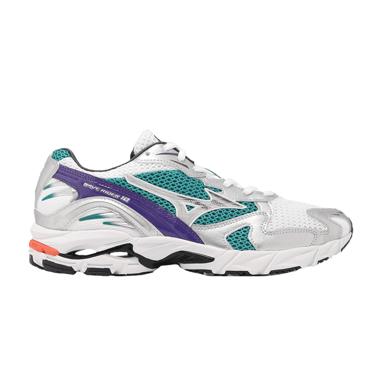 Mizuno Wave Rider 10 White Silver Teal Purple