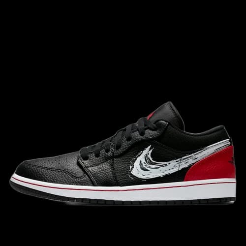 Jordan 1 Low Brushstroke Swoosh Black