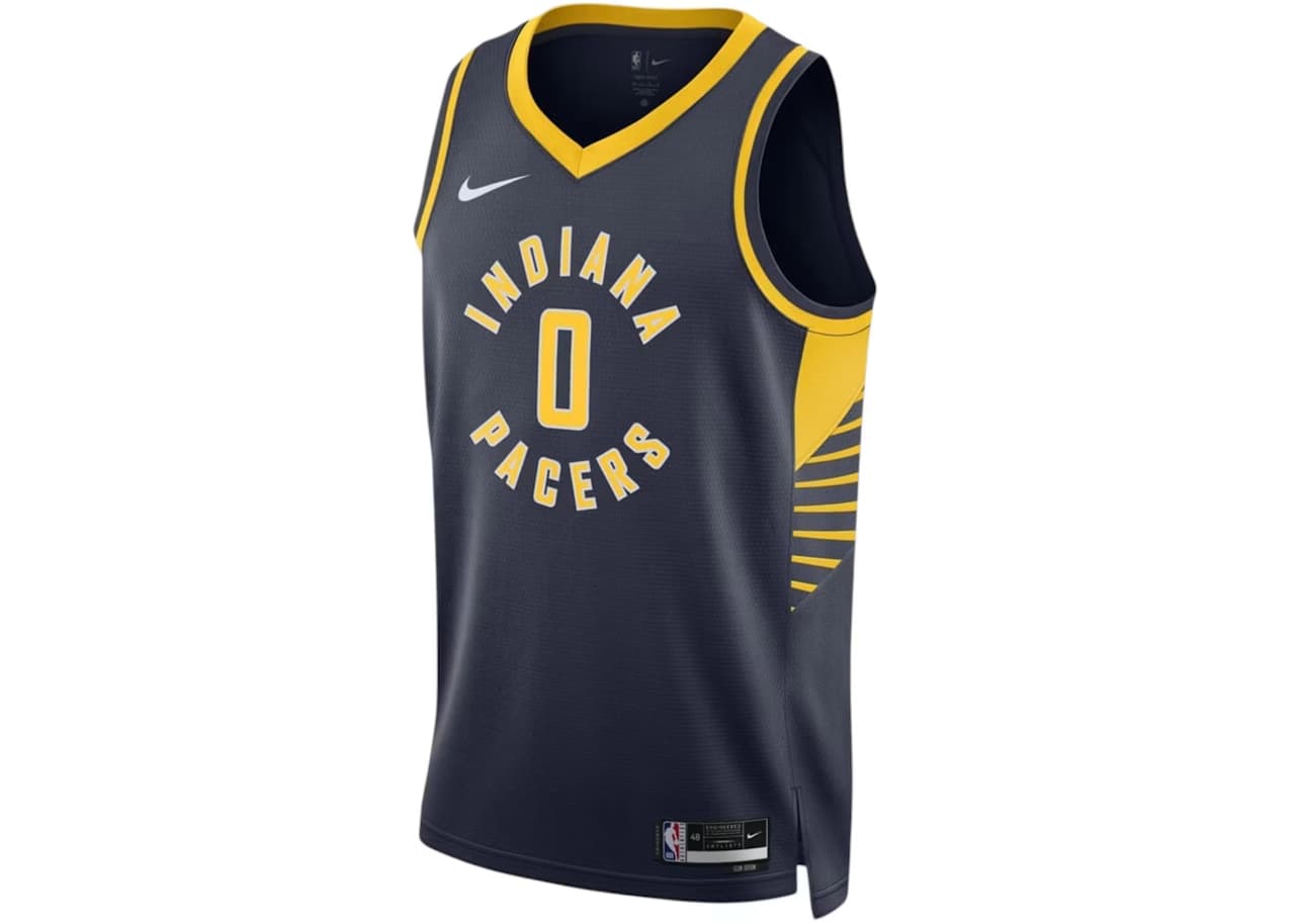 Nike NBA Indiana Pacers Tyrese Haliburton Icon Edition Jersey Navy/Yellow