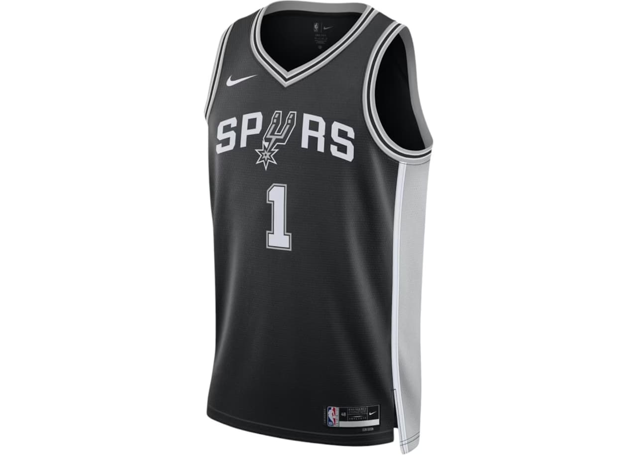 Nike NBA San Antonio Spurs Victor Wembanyama Icon Edition Swingman Dri-FIT Jersey Black/White/Grey
