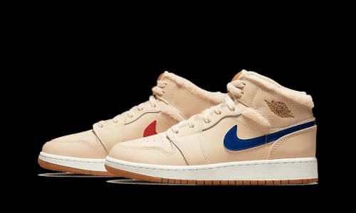 Jordan 1 Mid Utility Fleece Pearl White (GS)