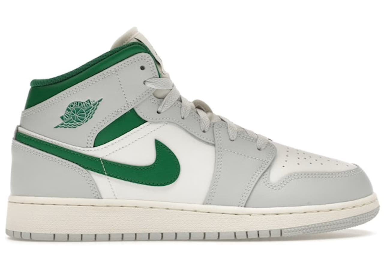 Jordan 1 Mid White Pure Platinum Pine Green (GS)