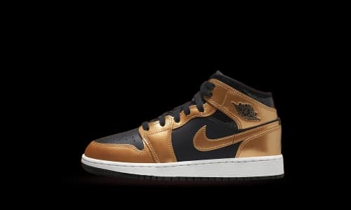 Jordan 1 Mid SE Metallic Gold Black (GS)