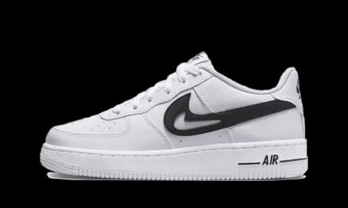 Nike Air Force 1 Low Cut Out Swoosh White Black (GS)