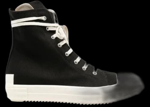 Rick Owens DRKSHDW Tower New Rubber Tape High Sneaks Black Milk Overdyed Denim