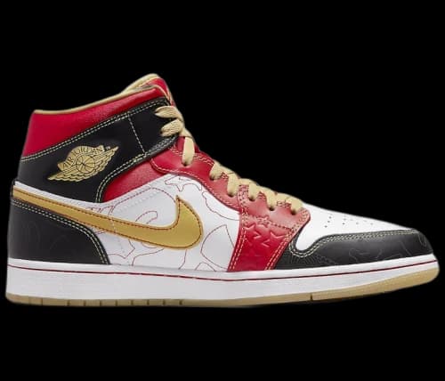Jordan 1 Mid XQ White Black Sport Red