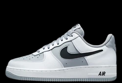 Nike Air Force 1 Low Cut-Out White Grey Black Swoosh