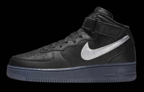 Nike Air Force 1 Mid PRM Black Metallic Silver
