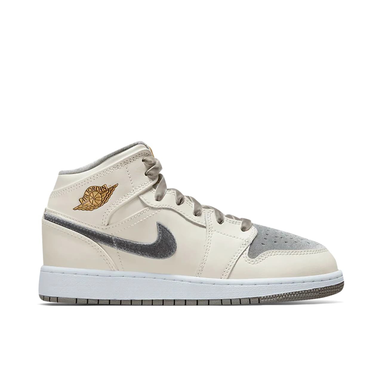 Jordan 1 Mid SE Sail Metallic Gold Flat Pewter (GS)