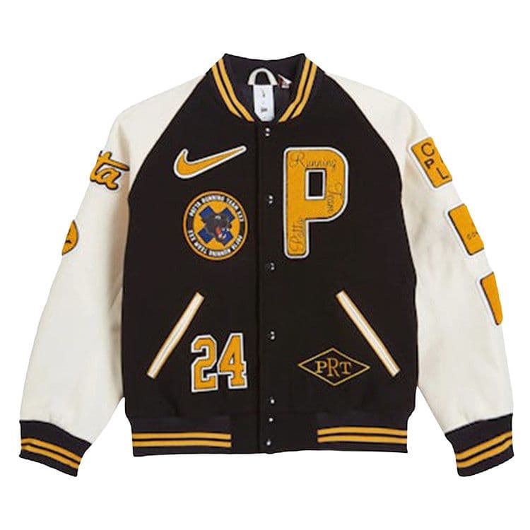 Nike x Patta Running Team Varsity Jacket (Asia Sizing) Black/Yellow/White