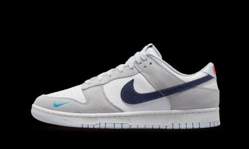 Nike Dunk Low White Grey Navy Aqua Mini Swoosh