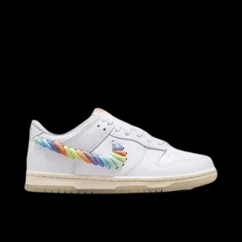 Nike Dunk Low SE Rainbow Lace Swoosh White (GS)