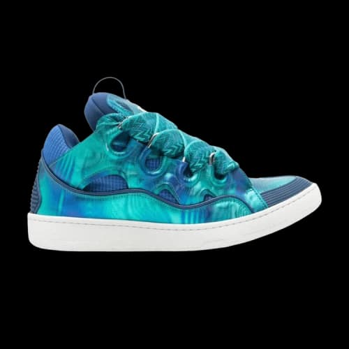 Lanvin Leather Curb Hologram Effect Blue Green