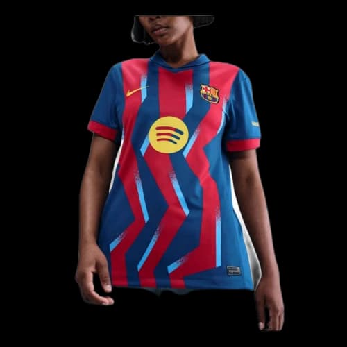 Nike x FC Barcelona 2025/26 Stadium Fourth Dri-FIT Replica T-Shirt 'Gym Blue Salsa Red Opti Yellow' (Women's)