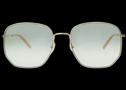 Gucci Square-Frame Metal Sunglasses Gold Gold Green (GG0396S-30006316-002)