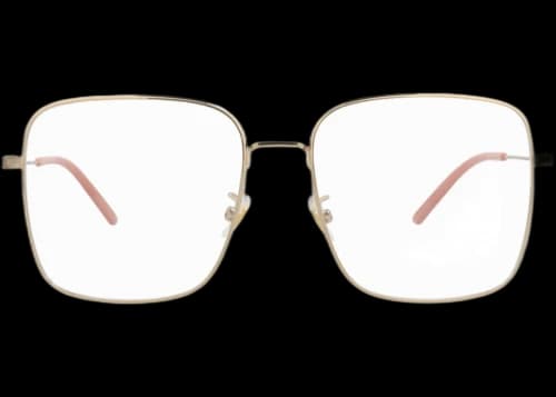 Gucci Square-Frame Metal Optical Frames Gold Gold Transparent (GG0445O-30006427-001)