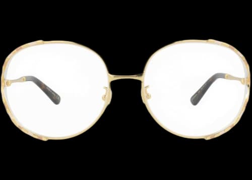 Gucci Round-Frame Metal Optical Frames Gold Gold Transparent (GG0596OA-30008117-002)