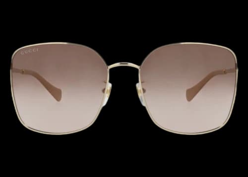 Gucci Square-Frame Metal Sunglasses Gold Gold Brown (GG1146SK-30012746-002)