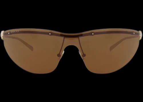 Gucci Shield-Frame Metal Sunglasses Gold Gold Brown (GG1700S-30015488-004)