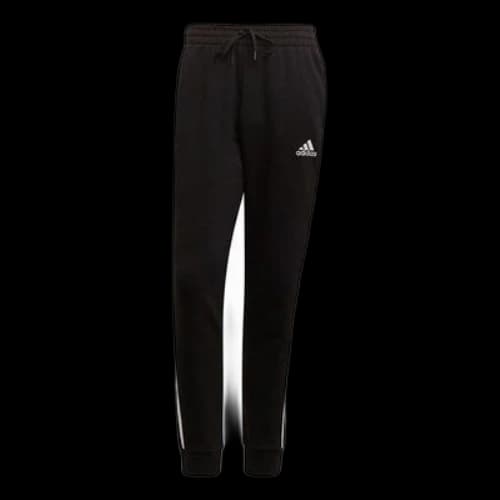 adidas Essentials Fleece Tapered Cuff 3-Stripes Joggers Black White