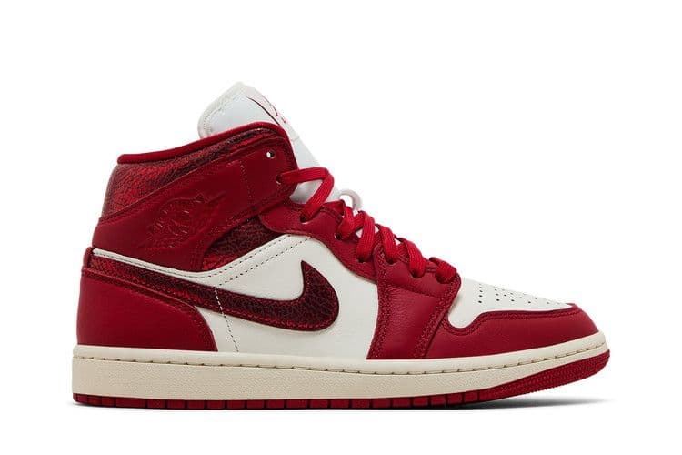 Jordan 1 Mid SE Red Cracked Leather (Women's)