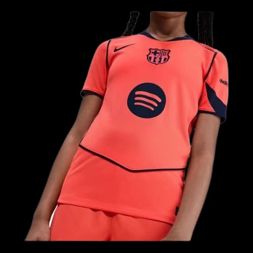 (GS)Nike x F.C. Barcelona 2025/26 Stadium Third Dri-FIT Total 90 Replica T-Shirt 'Bright Mango Midnight Navy'