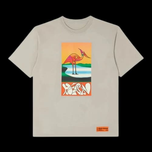 Heron Preston Abstract Heron Print T-Shirt Grey/Orange