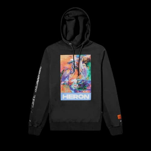 Heron Preston Heron Watercolor Print Hooded Sweatshirt Black