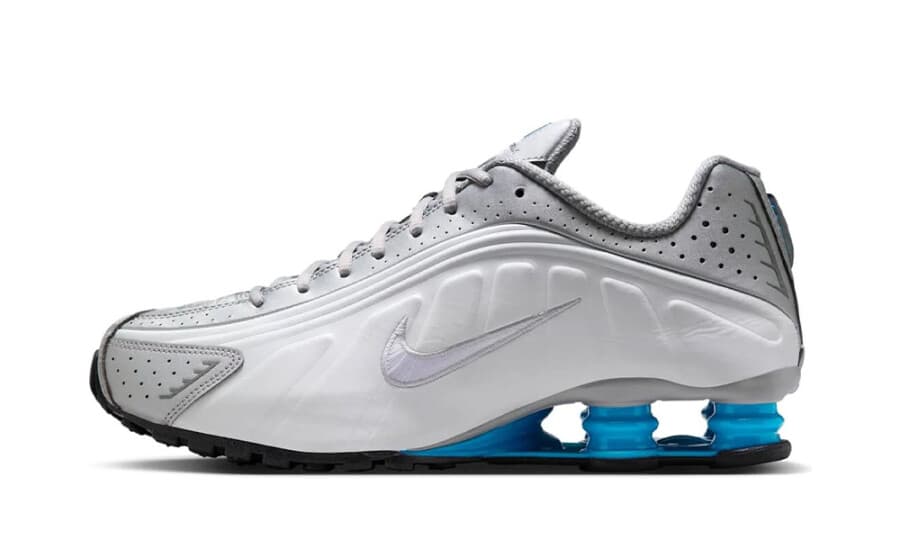 Nike Shox R4 Metallic Silver White Blue Lagoon