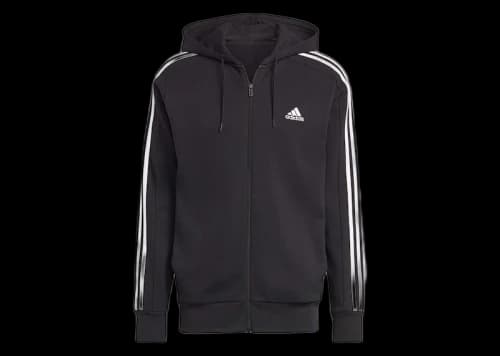 adidas Essentials French Terry 3-Stripes Full-Zip Hoodie Black/White