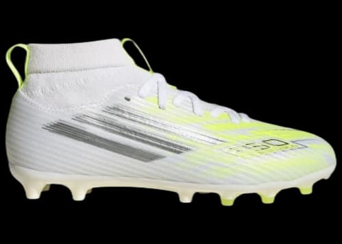 adidas F50 Sparkfusion League Mid Cut FG/AG White Iron Metallic Hi-Res Yellow (GS)