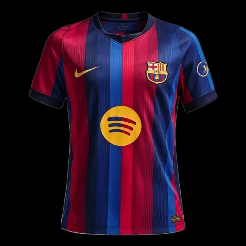 (GS) Nike x F.C. Barcelona 2026/27 Stadium Home Dri-FIT Replica T-Shirt 'Deep Garnet Blue Void Mineral Yellow'