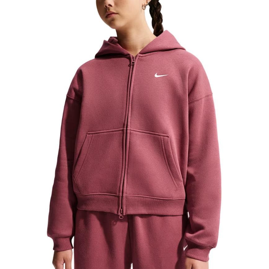 (GS) Nike Sportswear Studio Fleece Full-Zip Hoodie 'Pink Smoke White'