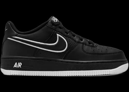 Nike Air Force 1 Low Black White Metallic Silver (GS)