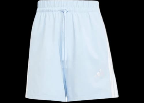 adidas Women's Essentials 3-Stripes Cotton Shorts Glow Blue/White