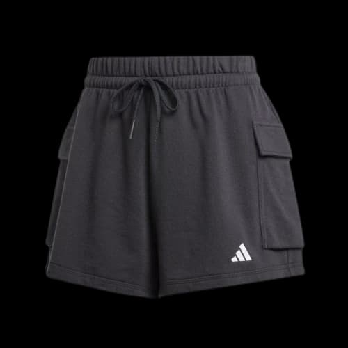 adidas Women's Essentials Small Logo French Terry Cargo Shorts Black/White