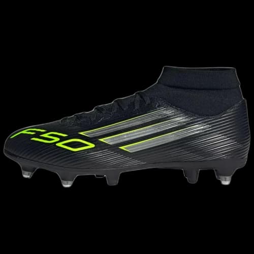 adidas F50 League Mid SG Core Black Iron Metallic Lucid Lemon