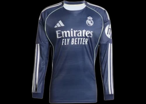 adidas Real Madrid 25/26 Long Sleeve Away Jersey (Asia Sizing) Legend Ink