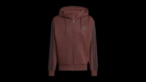 adidas Essentials 3-Stripes Fleece Hoodie Shadow Brown Black