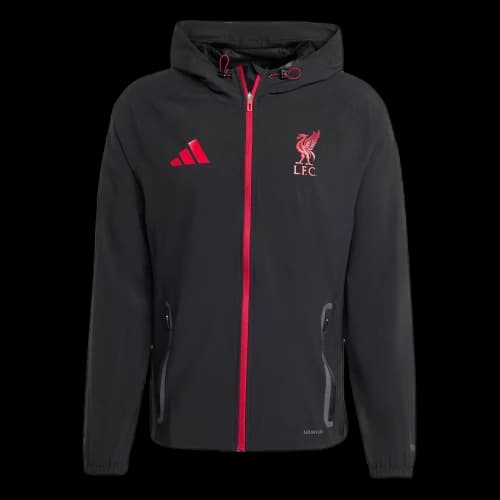adidas Liverpool FC Tiro 25 Competition Vis Tech Travel Jacket Black Strawberry Red