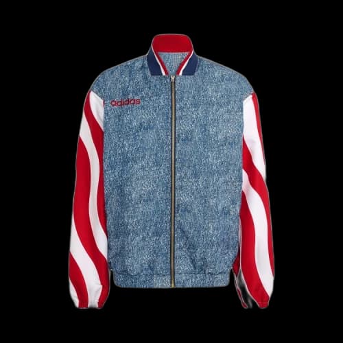 adidas Denim Graphic Track Top White Dark Blue